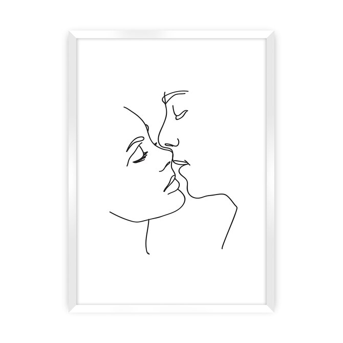 Dekoria Plakát  Kiss Line, 21 x 30 cm, Výběr rámečku: Bílý