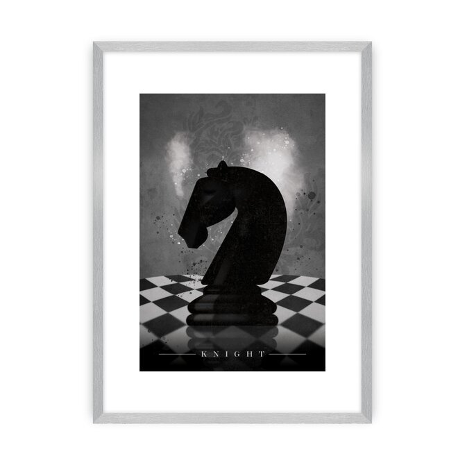 Dekoria Plakát Chess III, 30 x 40 cm, Ramka: Srebrna