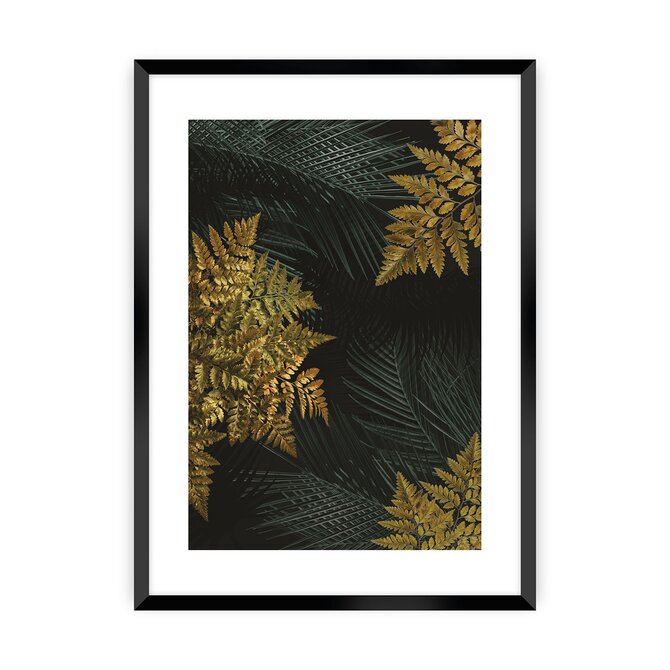 Dekoria Plakát Golden Leaves II, 40 x 50 cm, Zvolit rámek: Černý