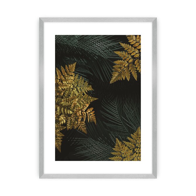 Dekoria Plakát Golden Leaves II, 40 x 50 cm, Zvolit rámek: Stříbrný