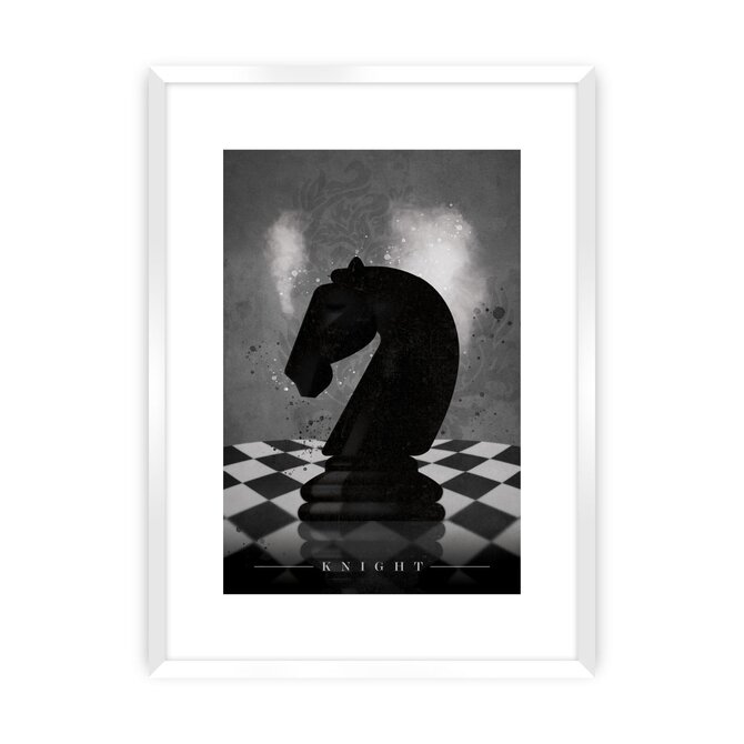 Dekoria Plakát Chess III, 40 x 50 cm, Ramka: Biała