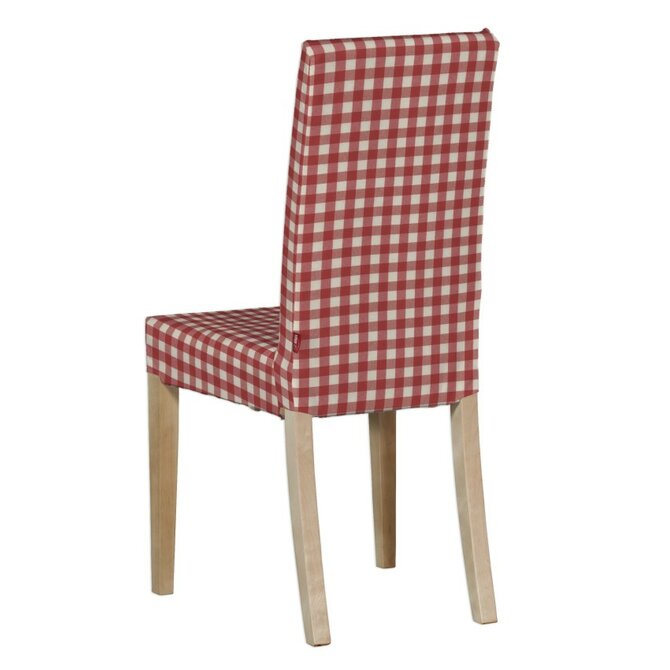 Dekoria Potah na židli IKEA  Harry, krátký, červeno - bílá střední kostka, židle Harry, Quadro, 136-16