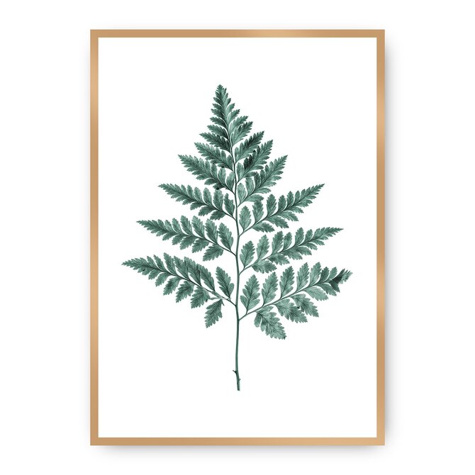 Dekoria Plakát Fern Emerald Green, 21 x 30 cm, Ramka: Złota