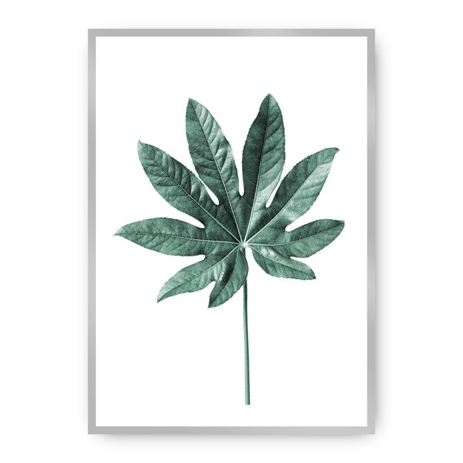 Dekoria Plakát  Leaf Emerald Green, 21 x 30 cm, Ramka: Srebrna