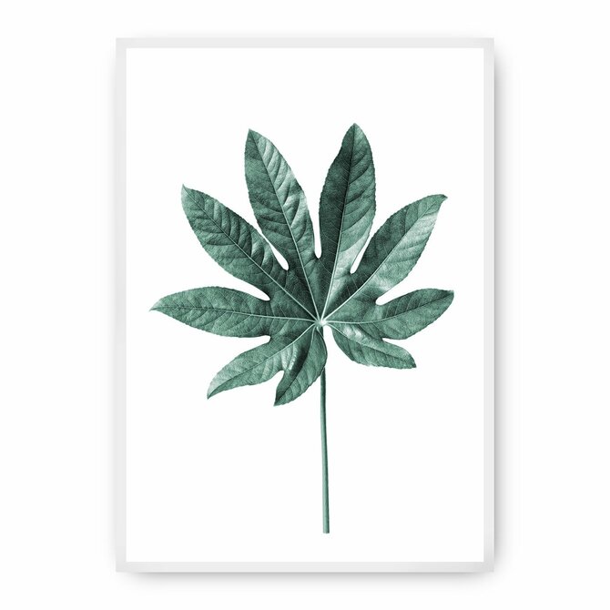 Dekoria Plakát  Leaf Emerald Green, 50 x 70 cm, Ramka: Biała