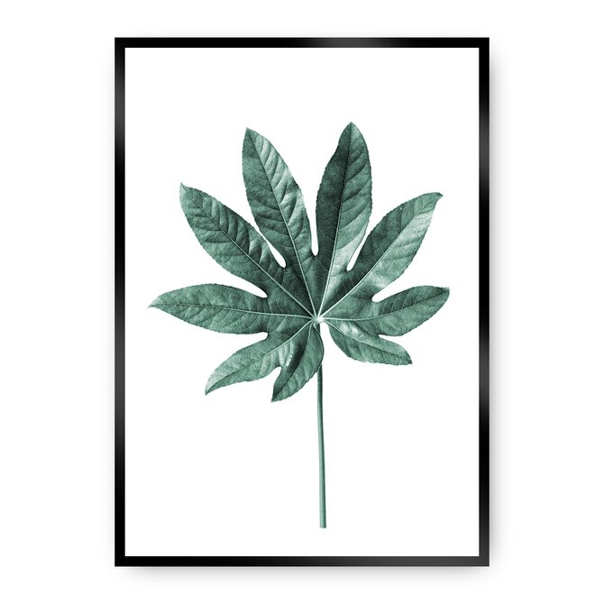 Dekoria Plakát  Leaf Emerald Green, 50 x 70 cm, Ramka: Czarna