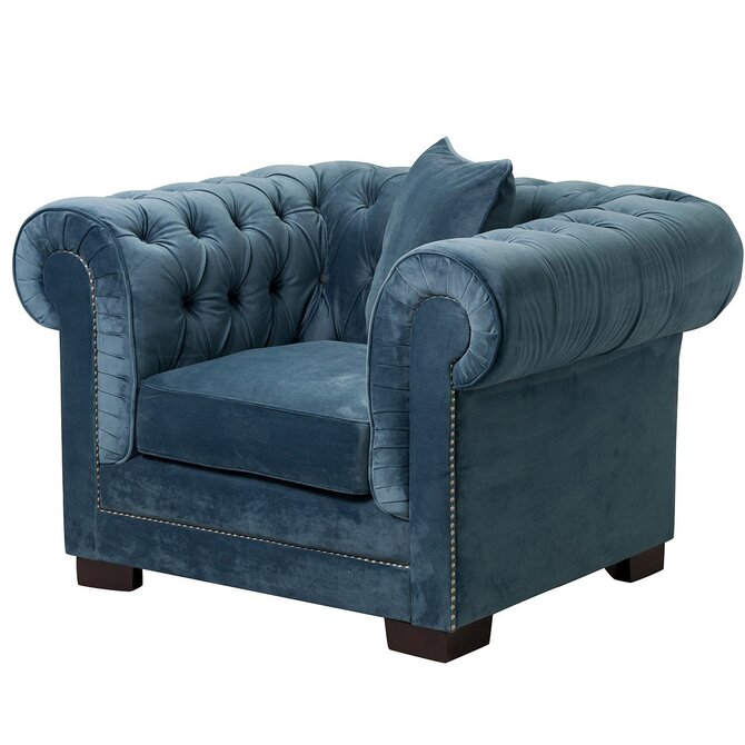 Dekoria Křeslo Chesterfield Classic Velvet Midnight 118x96x77cm, 118 x 96 x 77 cm