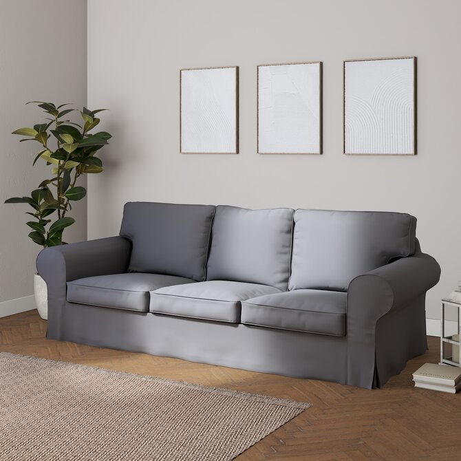 Dekoria Potah na pohovku IKEA Ektorp 3-místná rozkládací, NOVÝ MODEL 2013, Slade Grey - šedá, Ektorp 3-m rozkládací, od 2013, Cotton Panama, 702-46