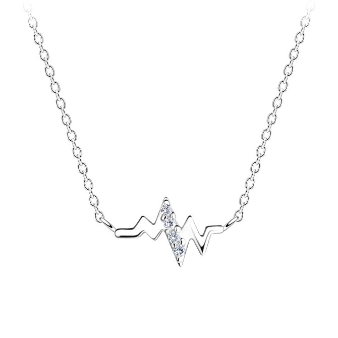 Klenoty Amber Stříbrný náhrdelník tlukot srdce se zirkonem  stříbrná , stříbro Ag 925/1000