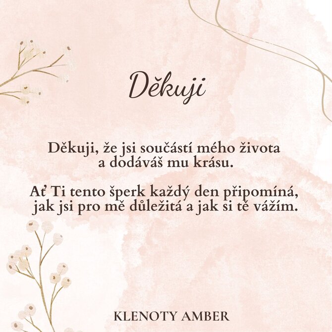 Klenoty Amber Dárková karta s věnováním Děkuji