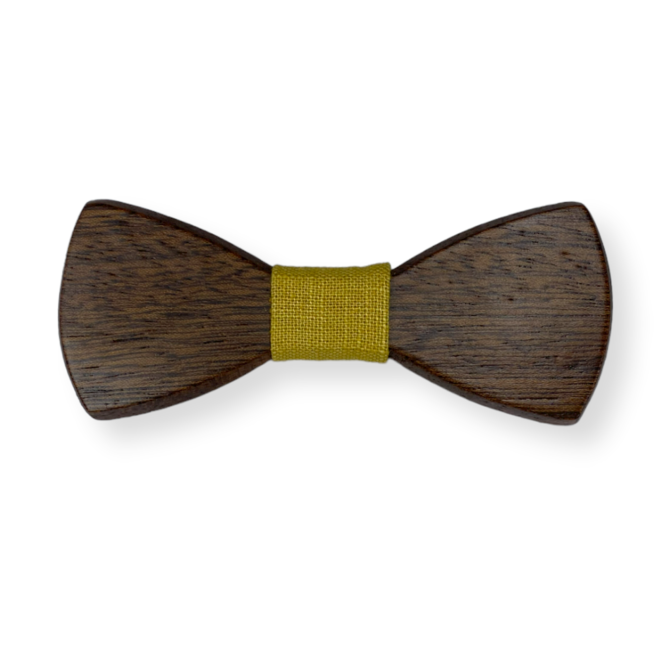 Dřevěný motýlek Bow Sapele Yellow Hnědá, Len