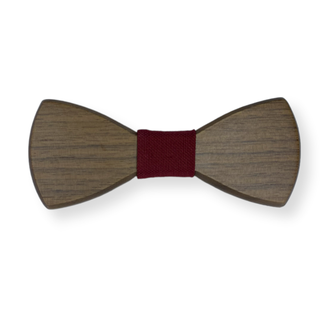 Dřevěný motýlek Bow Walnut Red Hnědá, Bavlna