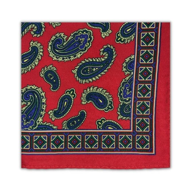 Červený kapesníček do saka Paisley Modrá, Polyester