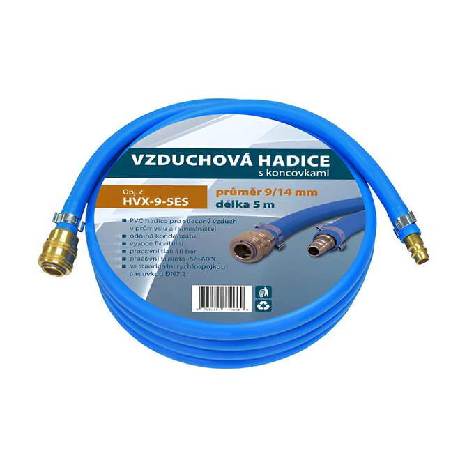 Hadice pro stlačený vzduch HV 14/9 mm + Rychlospojka DN7,2 - 5 m