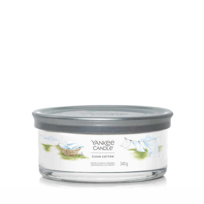 Yankee Candle vonná svíčka Signature Tumbler 5 knotů Clean Cotton 340g Bílá