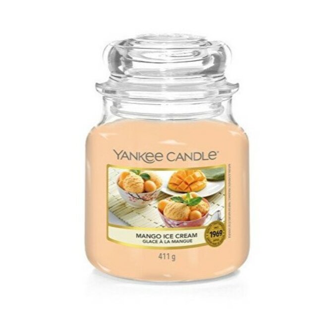 Yankee Candle vonná svíčka Classic ve skle střední Mango Ice Cream  411 g Žlutá