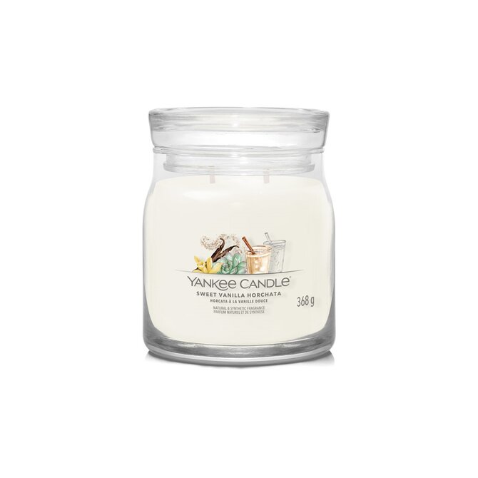 Yankee Candle vonná svíčka Signature ve skle střední Sweet Vanilla Horchata 368g Bílá