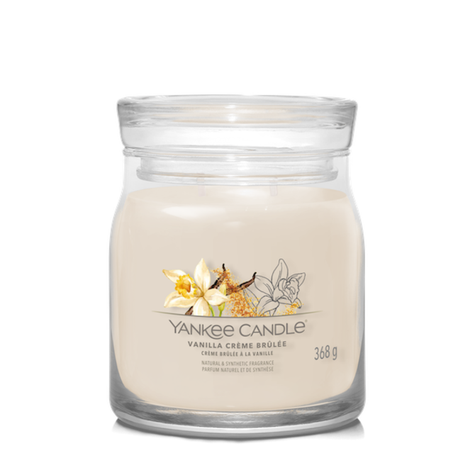 Yankee Candle vonná svíčka Signature ve skle střední Vanilla Creme Brulee 368g Krémová