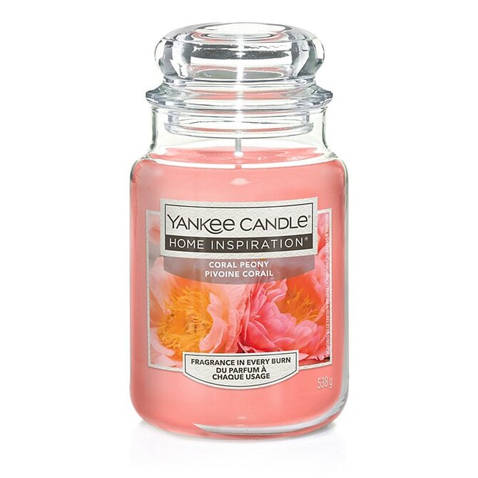 Yankee Candle vonná svíčka Classic ve skle velká Coral Peony 538 g Růžová