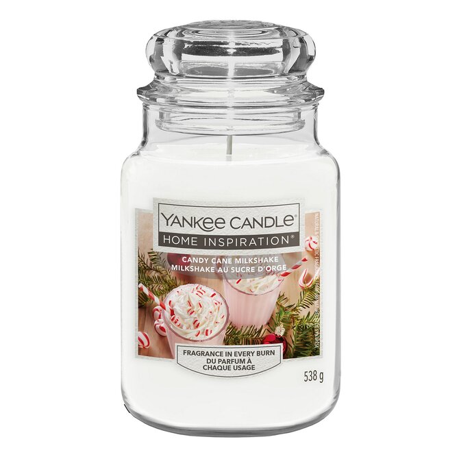 Yankee Candle vonná svíčka Classic ve skle velká Candy Cane Milkshake 538 g Bílá