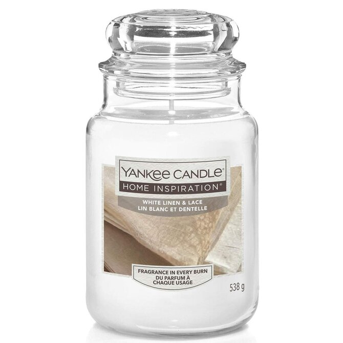 Yankee Candle vonná svíčka Classic ve skle velká White Linen & Lace 538 g Bílá