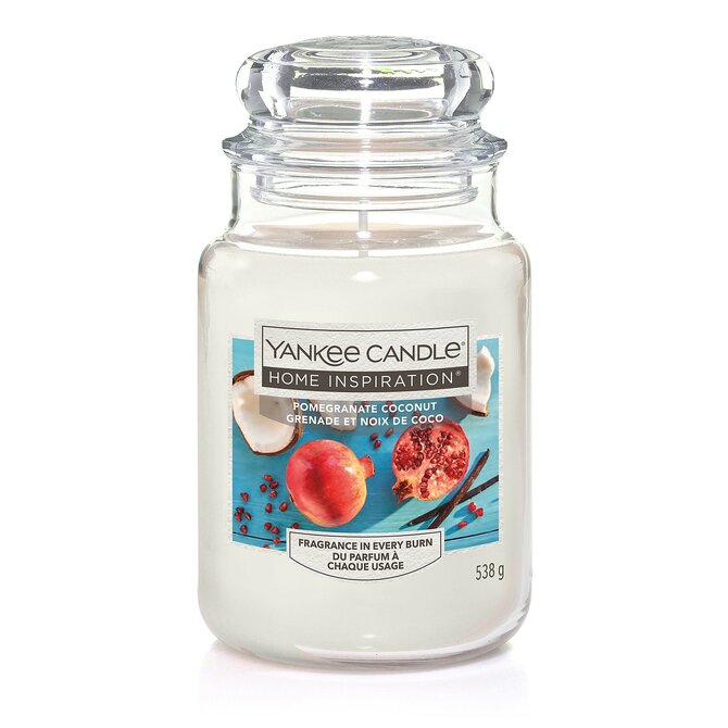 Yankee Candle vonná svíčka Classic ve skle velká Pomegranate Coconut 538 g Bílá