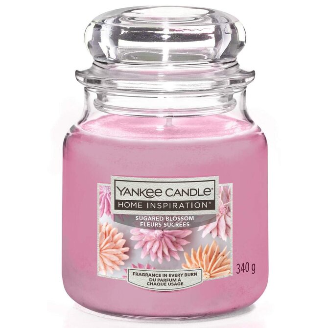 Yankee Candle vonná svíčka Classic ve skle střední Sugared Blossom 411 g Růžová