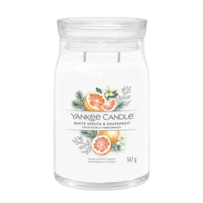 Yankee Candle vonná svíčka Signature velká White Spruce & Grapefruit 567g Bíla