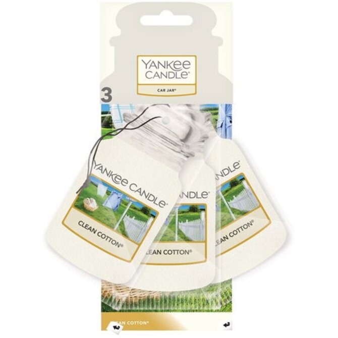 Yankee Candle 3 ks visačka do auta Clean Cotton Bíla