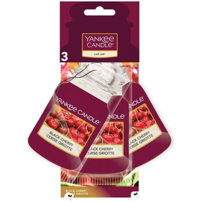 Yankee Candle 3 ks visačka do auta Black Cherry Červená