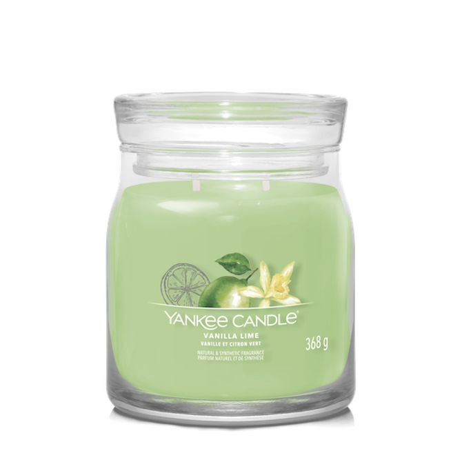 Yankee Candle vonná svíčka Signature ve skle střední Vanilla Lime 368g Zelená