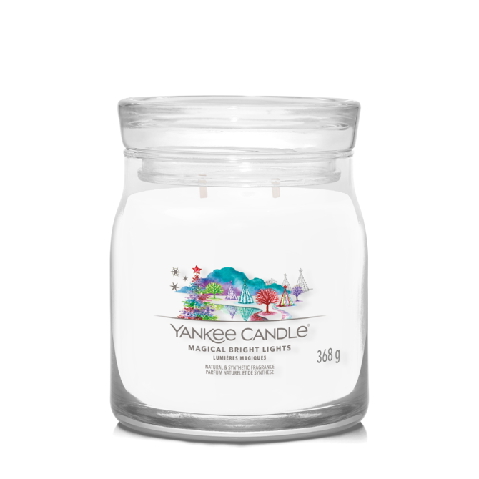 Yankee Candle vonná svíčka Signature ve skle střední Magical Bright Lights 368g Bílá