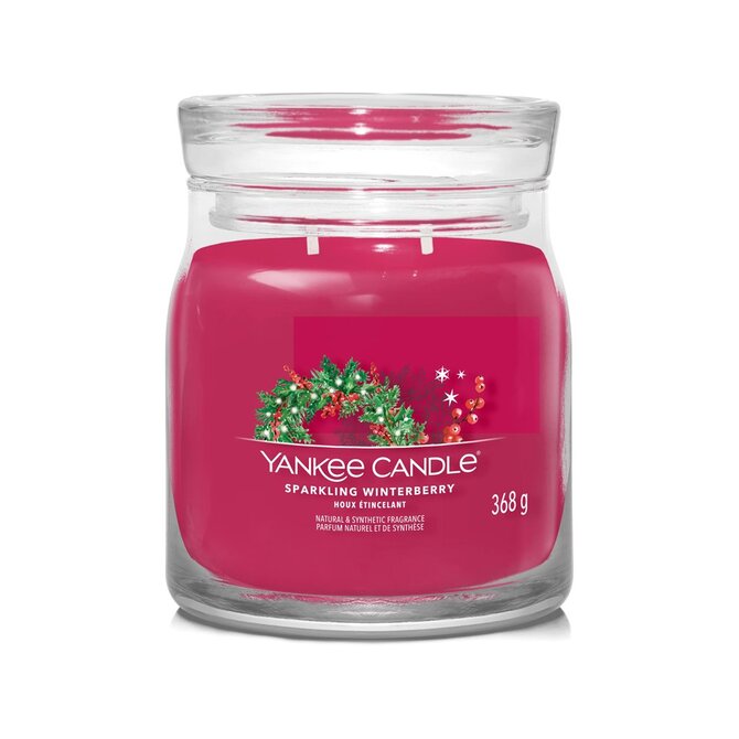 Yankee Candle vonná svíčka Signature ve skle střední Sparkling Winterberry 368g Fialová