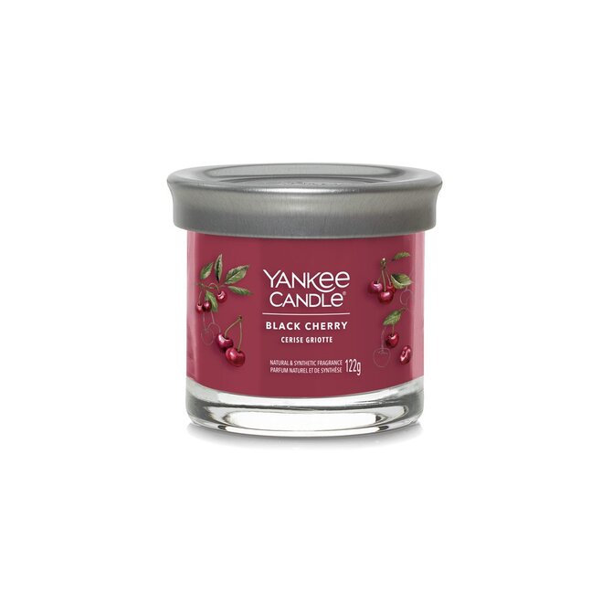 Yankee Candle vonná svíčka Signature Tumbler ve skle malá Black Cherry 122 g Červená