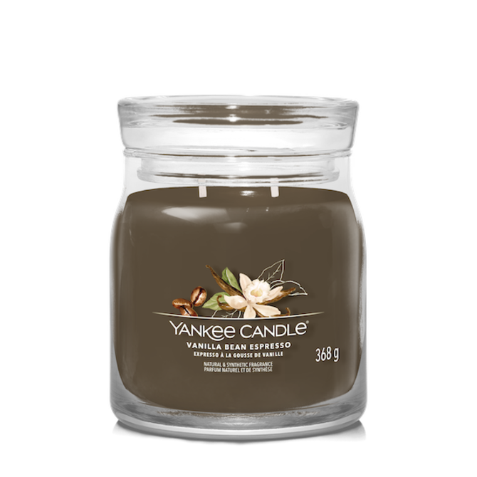 Yankee Candle vonná svíčka Signature ve skle střední Vanilla Bean Espresso 368g Hnědá