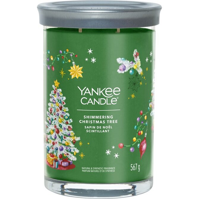 Yankee Candle vonná svíčka Signature Tumbler ve skle velká Shimmering Christmas Tree 567g Zelená