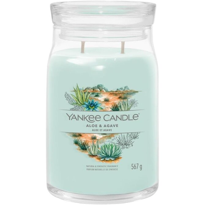 Yankee Candle vonná svíčka Signature ve skle velká Aloe & Agave 567g Zelená