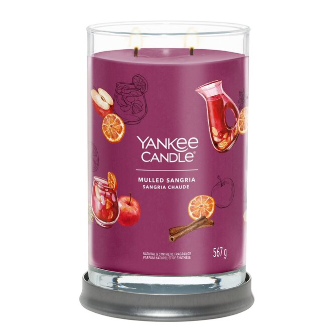 Yankee Candle vonná svíčka Signaturevelká svíčka Tumbler Mulled Sangria 567g Růžová