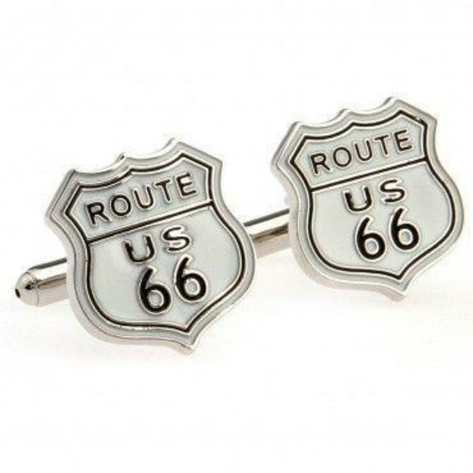 Manžetové knoflíčky route 66 Ocelová - bílá, Ocel