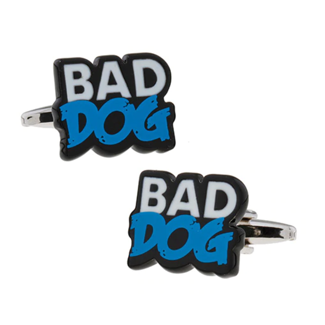 Manžetové knoflíčky zlý pes "Bad dog" Modrá, Ocel