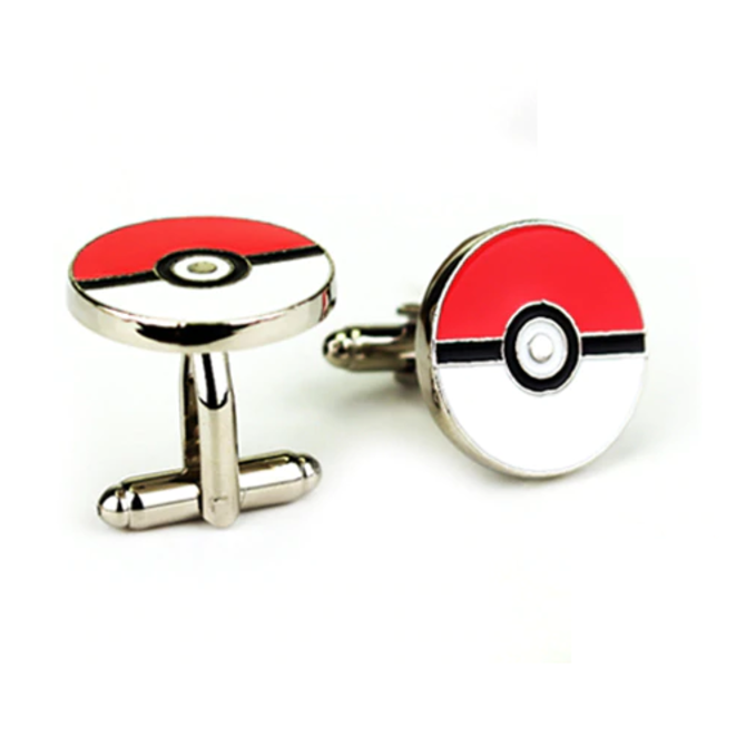 Manžetové knoflíčky Pokeball Červená, ocel