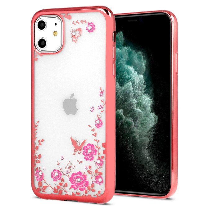 Gelové růžové pouzdro / kryt FRAME FLORA na APPLE iPhone 11 Max Pro (6.5)