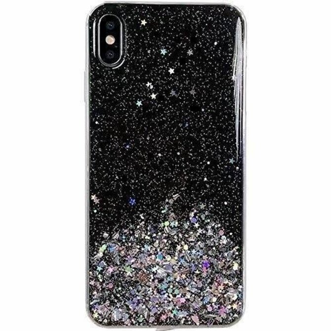 Gelové třpytivé černé GLITTER STARS pouzdro / kryt na SAMSUNG M317 Galaxy M31s