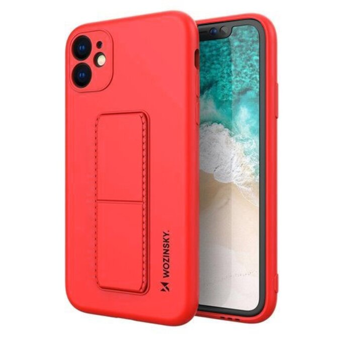 Gelové KICKSTAND červené pouzdro / kryt na XIAOMI Redmi Note 9 Pro / 9S