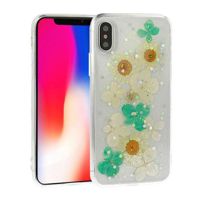 Gelové modré pouzdro FLORAL GLITTER na HUAWEI P30