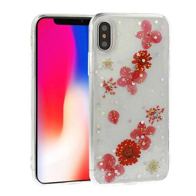 Gelové červené pouzdro FLORAL GLITTER na HUAWEI P30