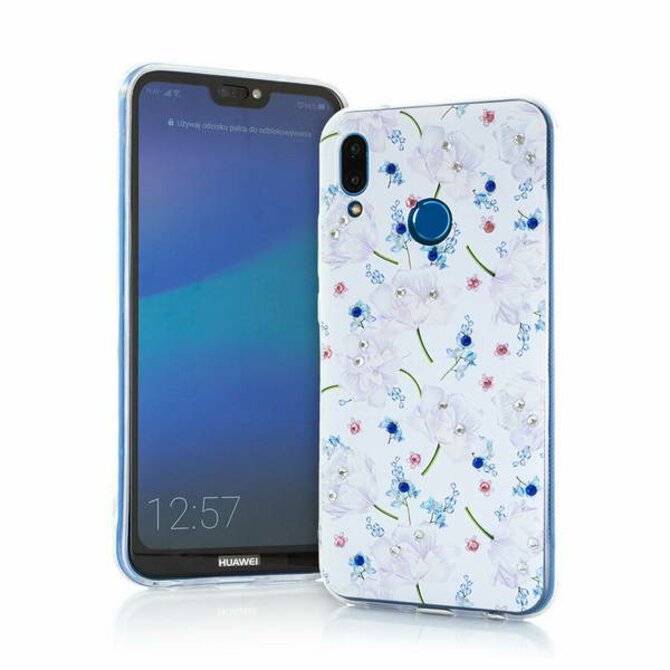 Gelové pouzdro s kamínky FLOWER na HUAWEI P30