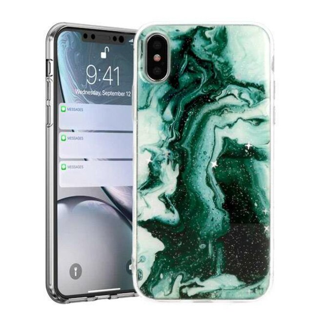 Gelové zelené MARBLE GLITTER pouzdro na APPLE iPhone 11 Pro (5.8)