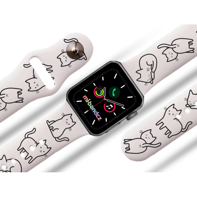 Apple watch řemínek Kočičí farma - Bílá - 42/44/45mm