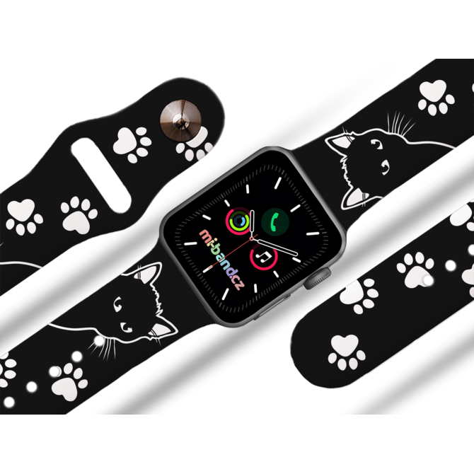 Apple watch řemínek Kočičák - Černá - 38/40/41mm